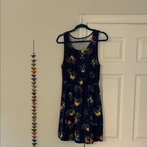 Sleeveless Navy Floral Summer Dress